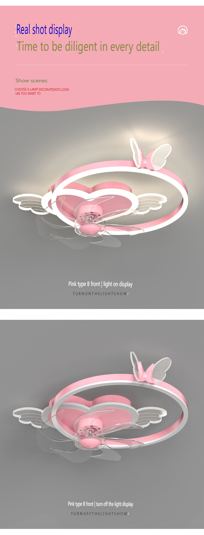 360 degree rotating ceiling children's fan light