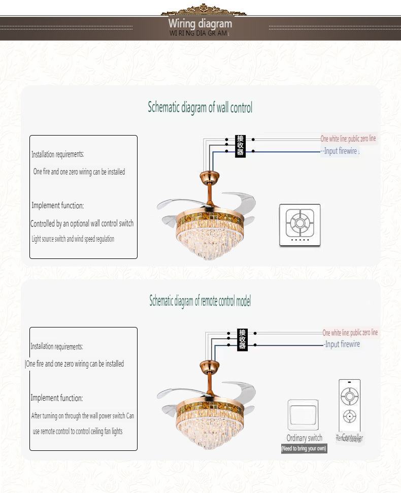 Luxurious Crystal Chandelier Ceiling Fan Light