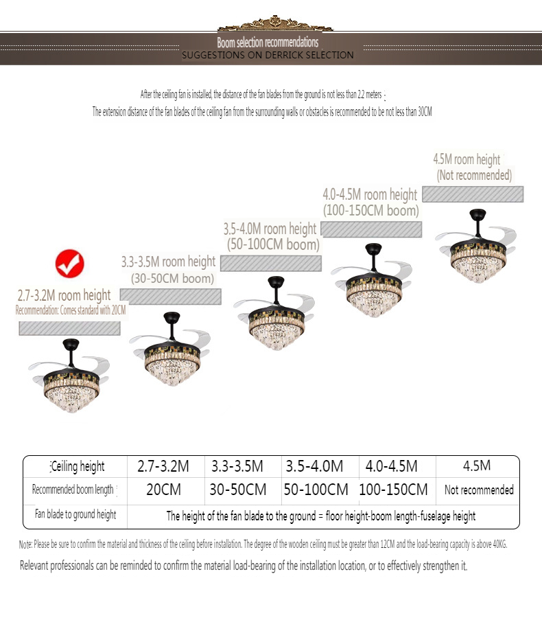 Luxury Crystal Chandelier Ceiling Fan Light