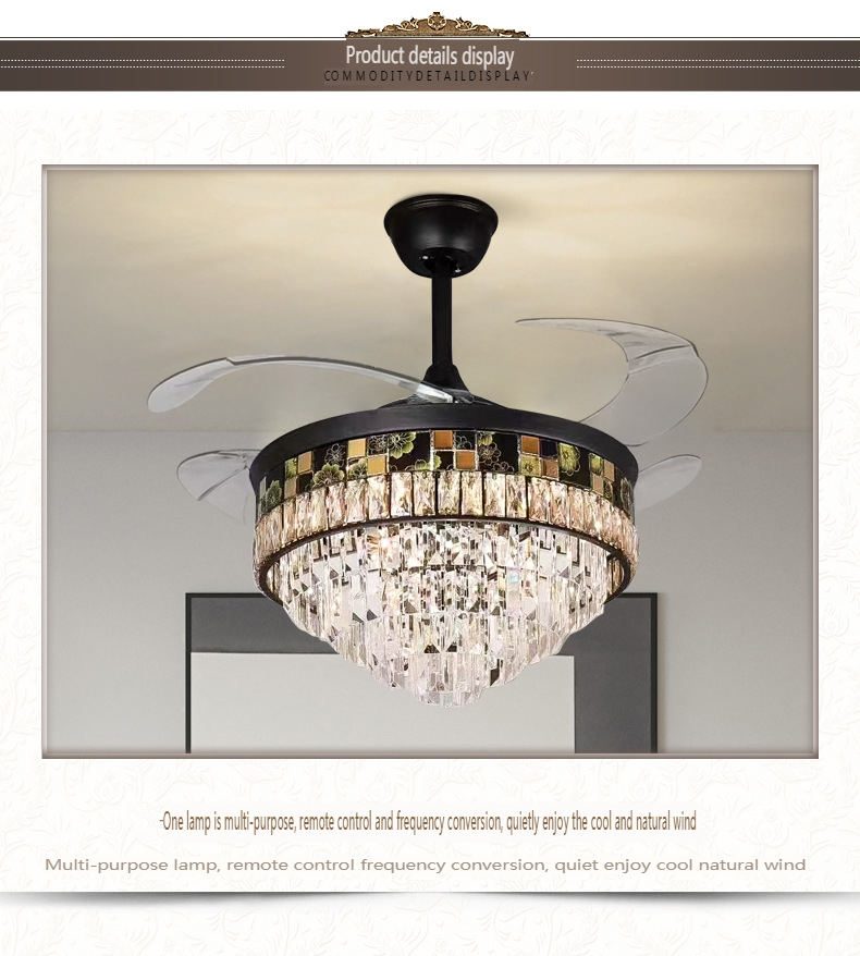 Luxury Crystal Chandelier Ceiling Fan Light