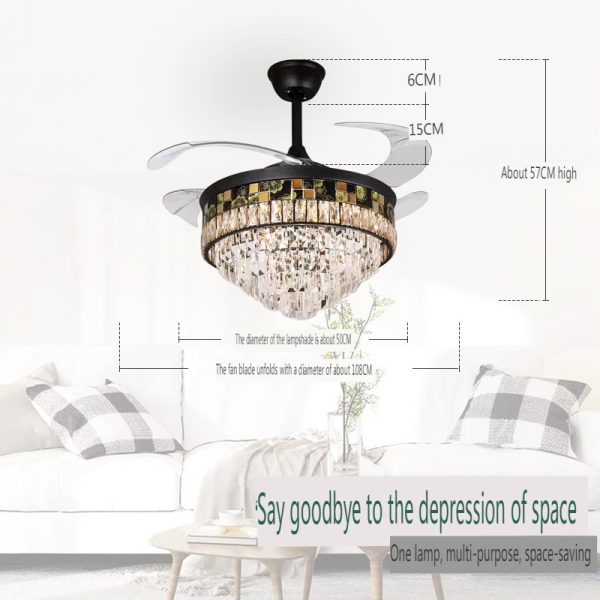 Luxury Crystal Chandelier Ceiling Fan Light