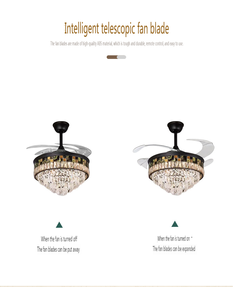 Luxury Crystal Chandelier Ceiling Fan Light