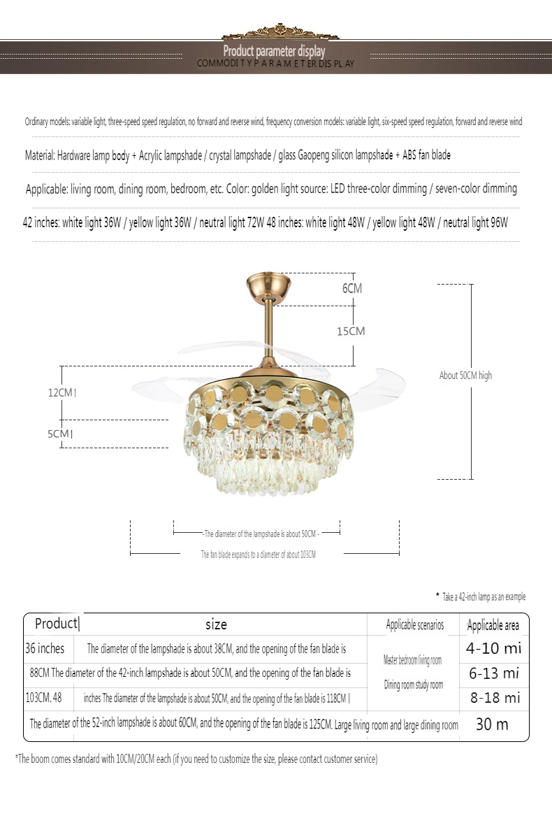 OEM & ODM Crystal Ceiling Fan Light