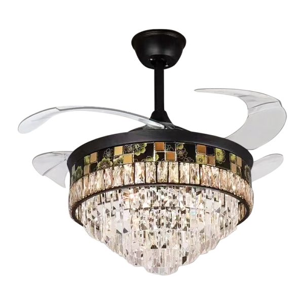 Luxury Crystal Chandelier Ceiling Fan Light