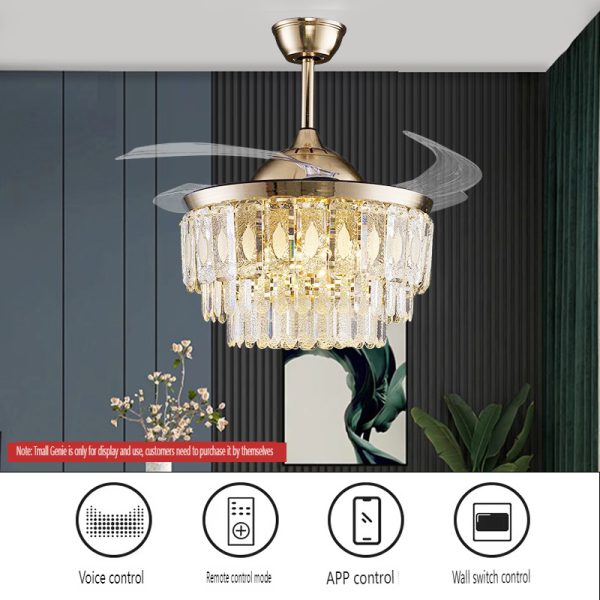 Nordic Style Living Room Crystal Ceiling Fan Light