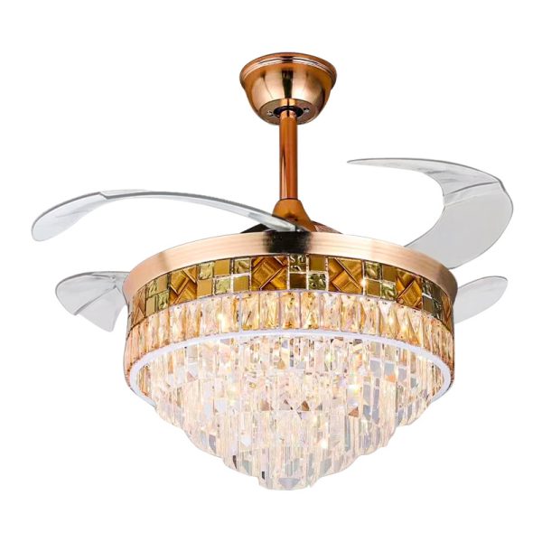 Luxurious Crystal Chandelier Ceiling Fan Light