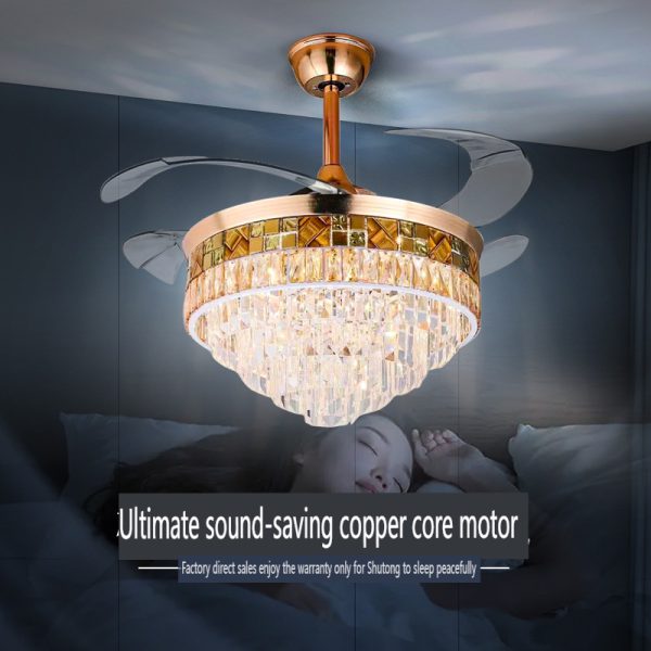 Luxurious Crystal Chandelier Ceiling Fan Light