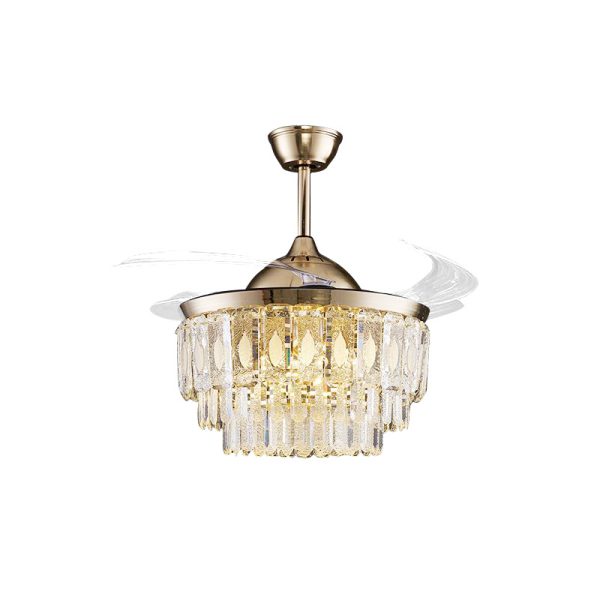 Nordic Style Living Room Crystal Ceiling Fan Light